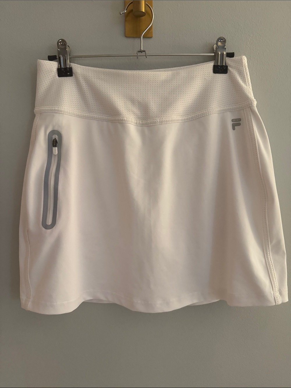 FILA White Athletic Skirt with Gray Zipper Accent